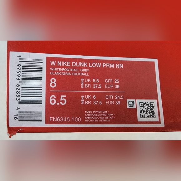 Women’s Nike Dunk Low Premium Next Nature Women's Size 8 Football Grey Men's 6.5 - Picture 3 of 16